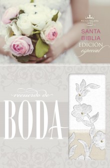 Biblia Recuerdo de Boda Blanco Lino Encaje de Broadman & Holman