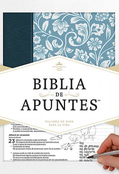 Biblia de Apuntes Reina Valera 1960 piel Azul Floreada Caja