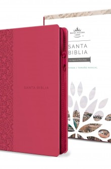 Biblia Reina Valera 1960 letra grande. S�mil piel fucsia, cremallera, tama�o manual de ORIGEN