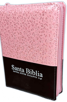 Biblia compacta letra gigante con cierre e �ndice rosa caf� de Sociedades B�blicas Unidas