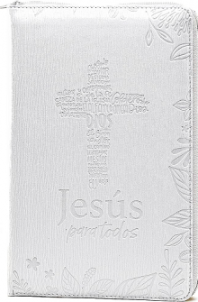 Biblia de Promesas Reina Valera 1960 Jesús para todos Letra Grande Blanco Marfil con cierre
