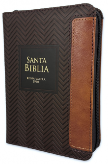 Biblia de Bolsillo con Cierre RV1960 imit piel duotono caf con ndice de Mundo Biblia