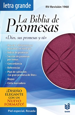 Biblia de Promesas / Reina Valera 1960 / piel especial rosada / letra grande de Editorial Unilit