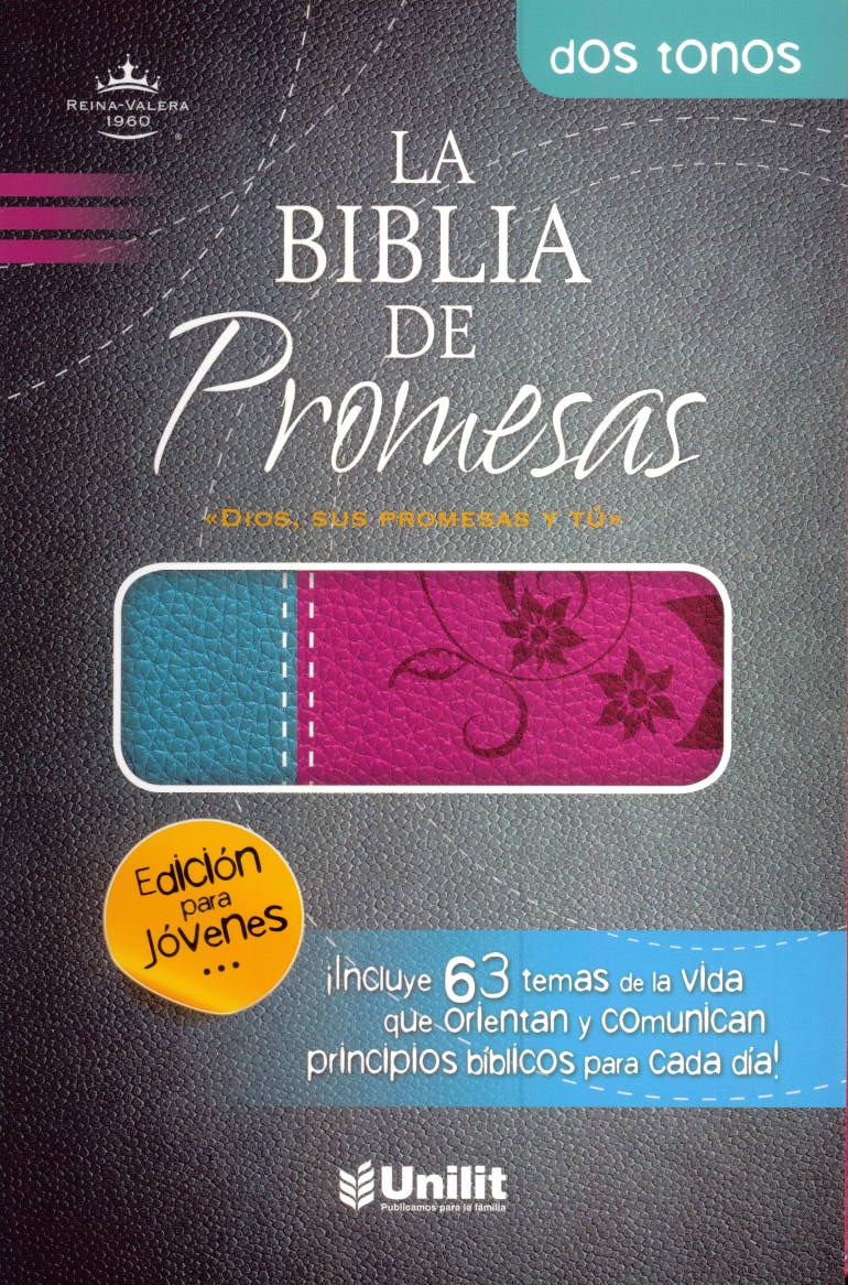 Biblia de Promesas / Reina Valera 1960 / edicin para jvenes / piel especial rosada y turquesa de Editorial Unilit