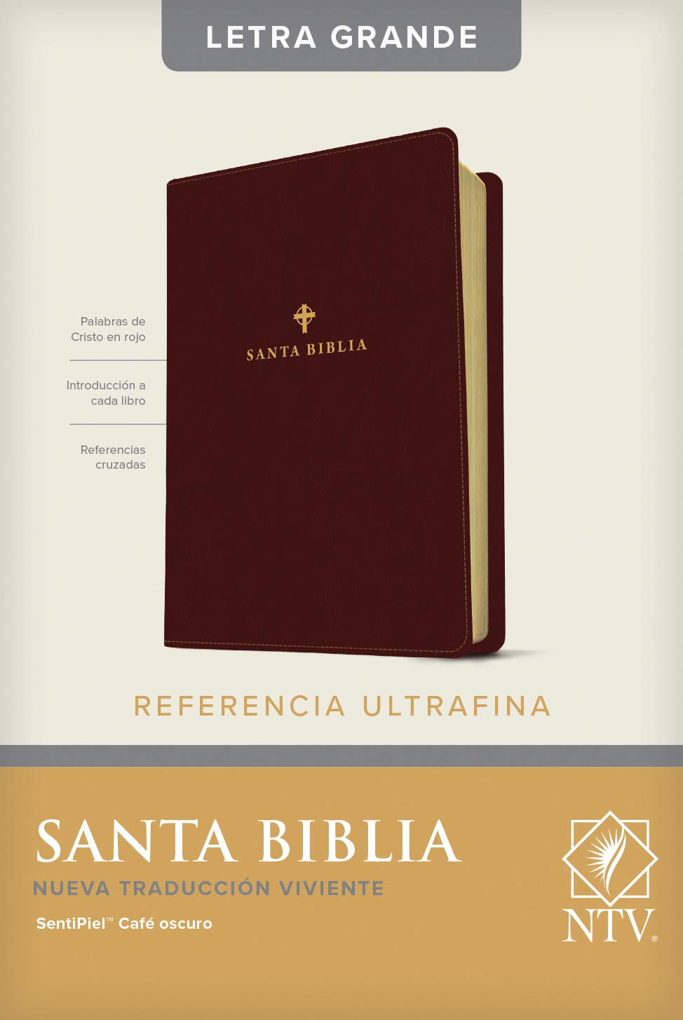 Santa Biblia NTV, Edici�n de referencia ultrafina, letra grande (Letra Roja, SentiPiel, Caf� oscuro) de Tyndale