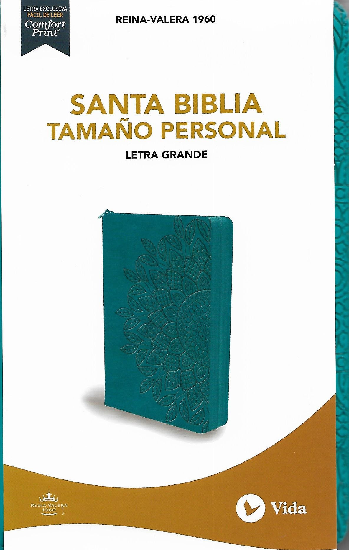 Biblia RVR1960 Tamañó Personal Letra Grande con Cierre (Celeste)