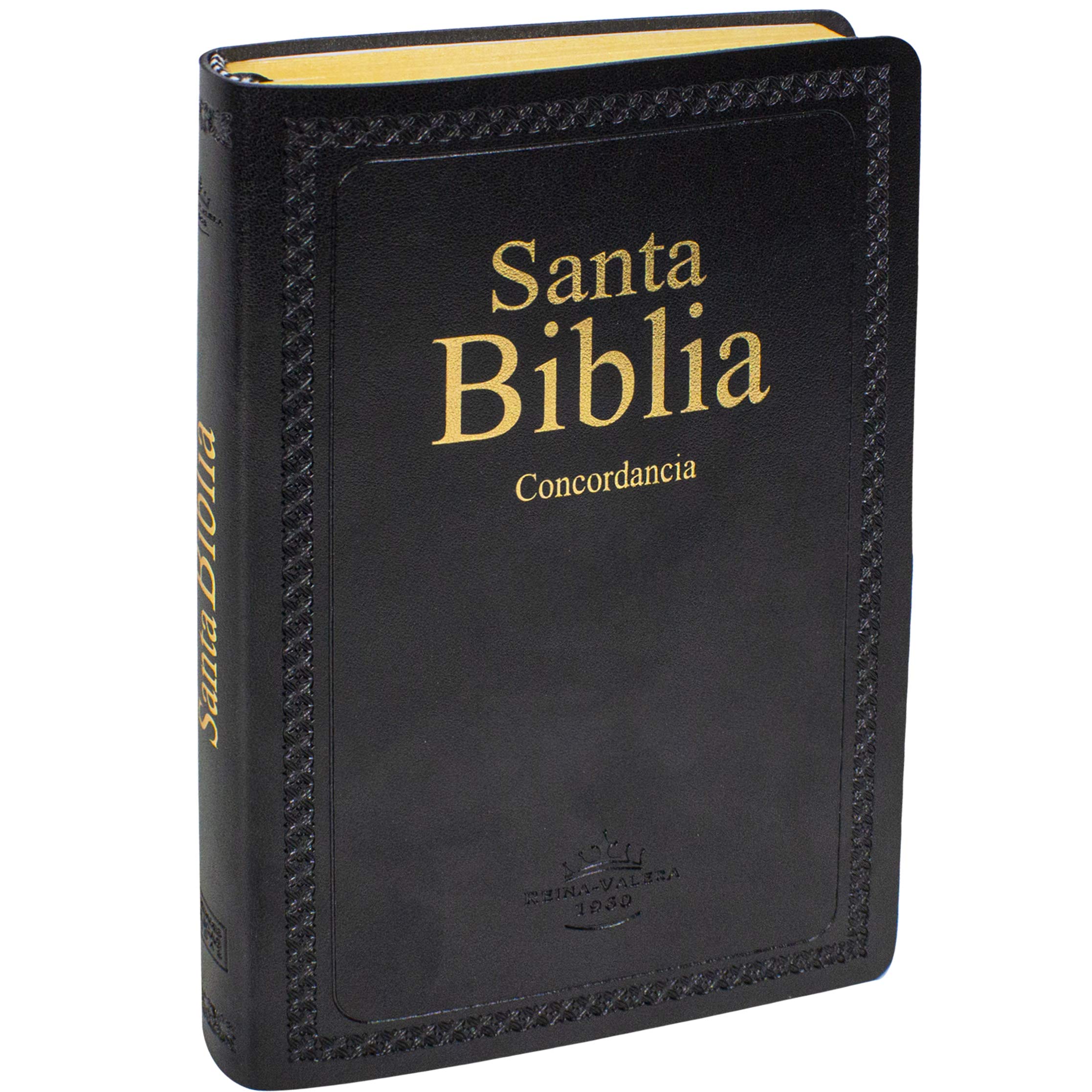 Biblia RVR1960, imit. piel suave negro, con concordancia, canto amarillo  de Sociedades Biblicas Unidas