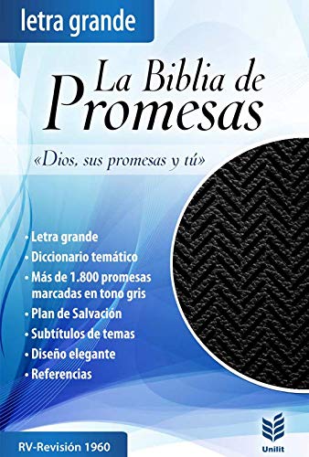 La Biblia de Promesas RVR 1960 Letra Grande, Negra con cierre de Editorial Unilit