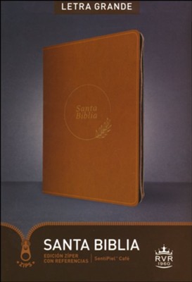 Biblia RVR 1960, Edici�n z�per con referencias, letra grande, SentiPiel, Caf�>