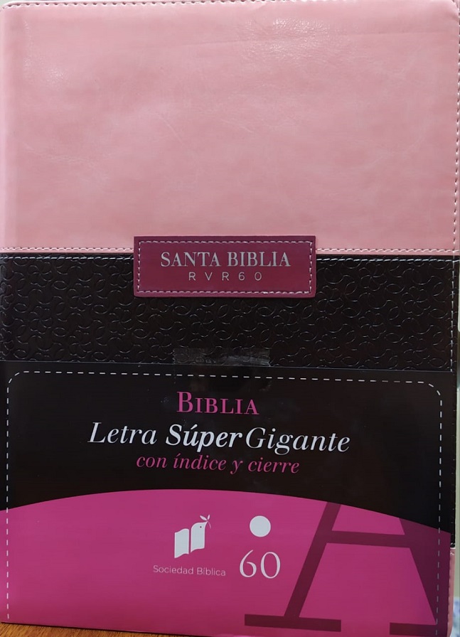 Biblia Letra Super Gigante con Cierre Reina Valera 1960 rosa con indice