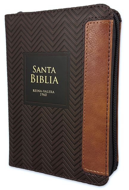 Biblia de Bolsillo con Cierre RV1960 imit piel duotono café con índice