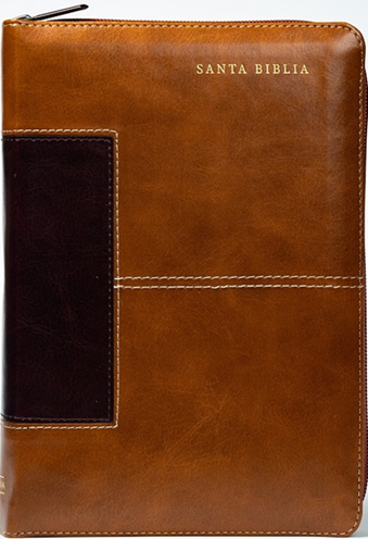 Biblia Reina Valera 1960 Letra Grande de 14 puntos tamano manual con cierre indice foro en semil piel color caoba